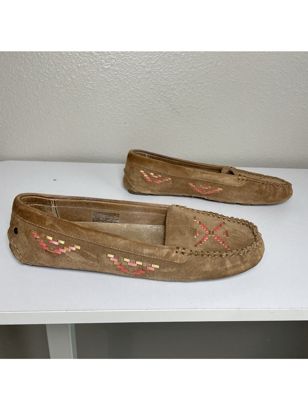 UGG Calze Rustic Weave Chestnut Moccasin Slip-on Shoes Loafers 8 Women 1007674